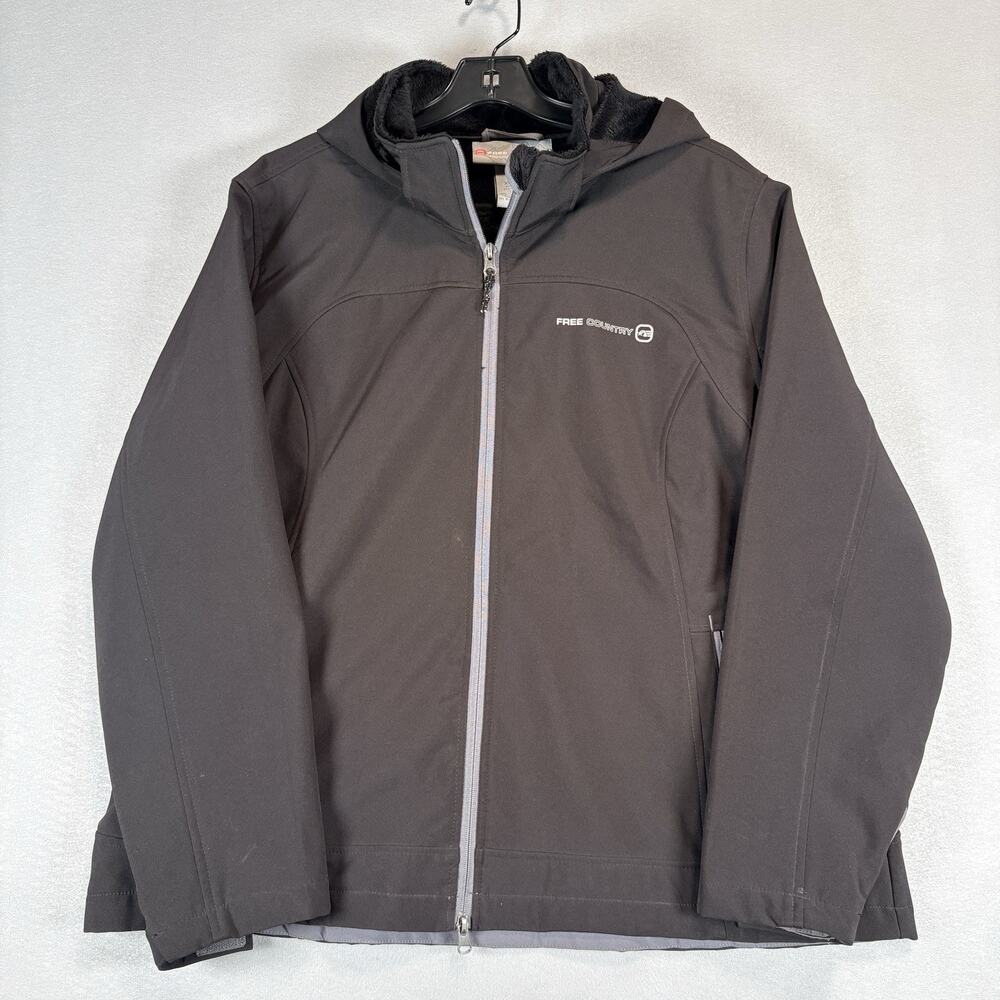 Free Country Women's XXL Black Softshell Hooded Jacket Full Zip